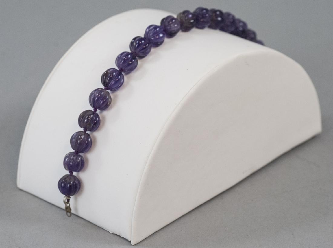 Antique Carved Amethyst Beaded Bracelet (1 of 3)