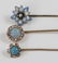 Antique Estate Gold Diamond Opal Enamel Pins - 2