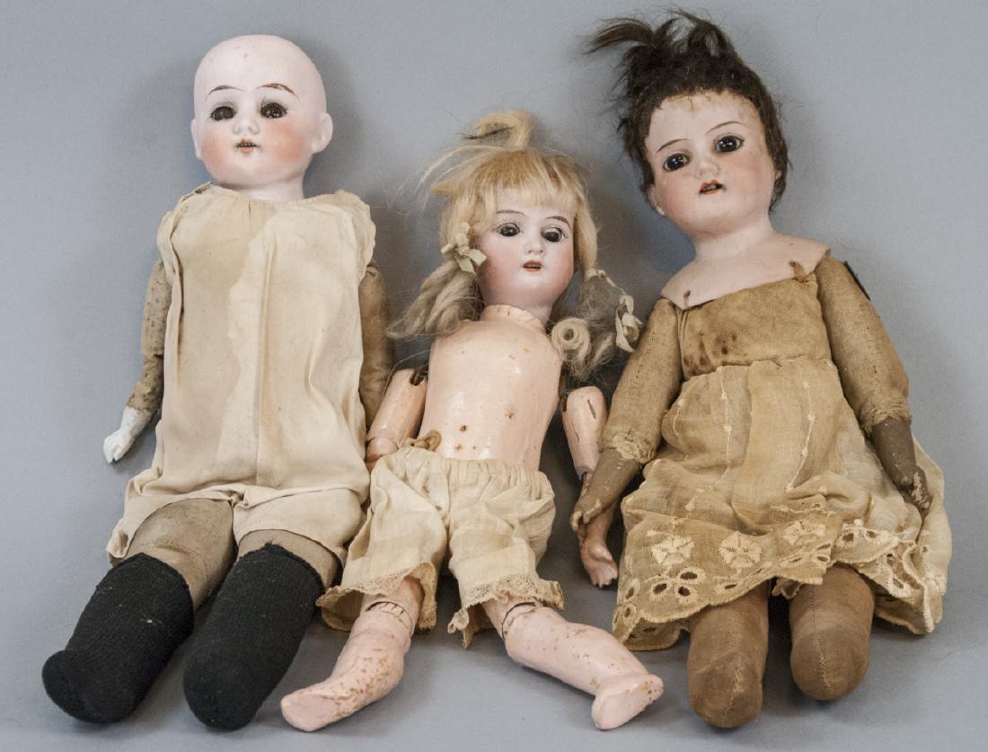 Three Antique German Bisque Head Dolls (1 of 10)