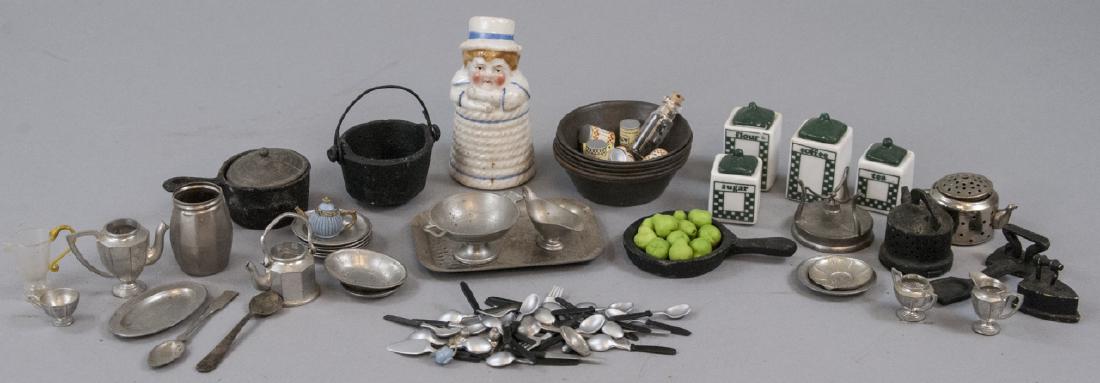 Collection Antique & Vintage Dollhouse Miniatures: Collection Antique & Vintage Dollhouse Miniatures. Porcelain, soft metal, glass, etc.