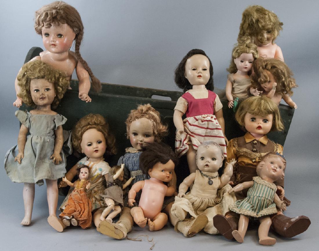 Antique Cradle w Vintage / 20th C Doll Collection (1 of 6)