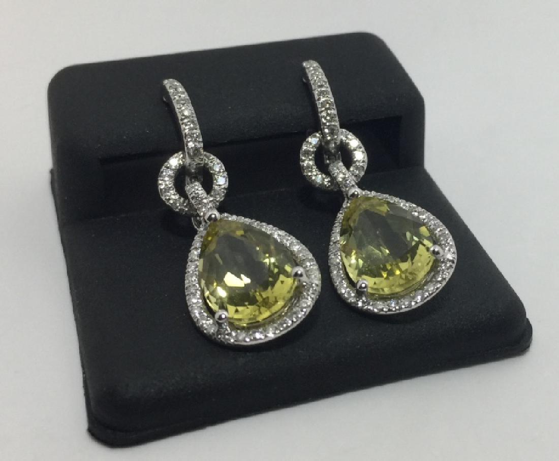 18kt White Gold Diamond & Lemon Quartz Earrings (1 of 5)