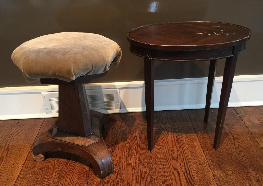 Antique 19th C Piano Stool & Oval End Table (1 of 3)