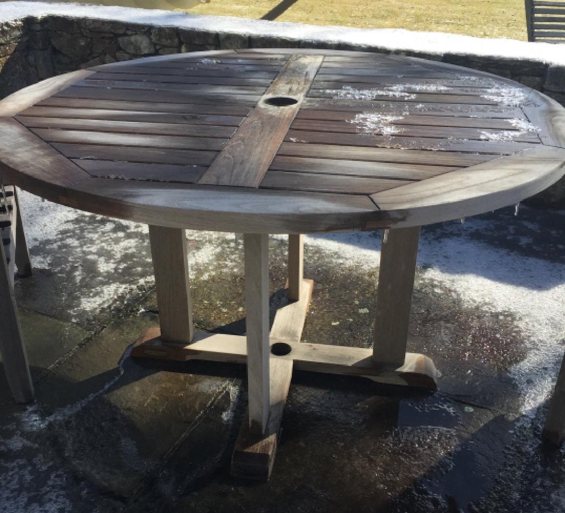 Smith Hawkin Teak Wood Round Dining Table (1 of 3)