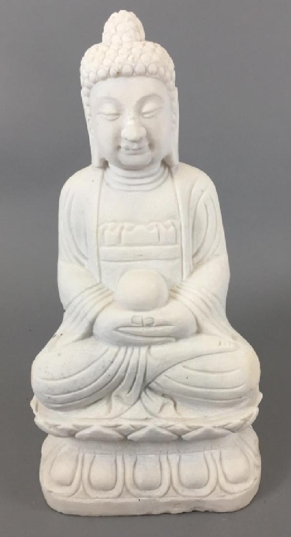 Carved White Marble Chinese / Asian Buddha Statue (1 of 4)