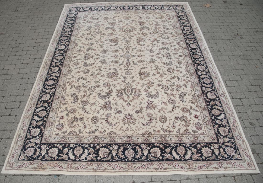 Oriental Tan W/ Red Persian Foliage & Paisley Rug: Oriental Tan W/ Red Persian Foliage & Paisley Rug, this rug features a paisley scrollwork motif, the rug itself is measured at 138 x 97 inches