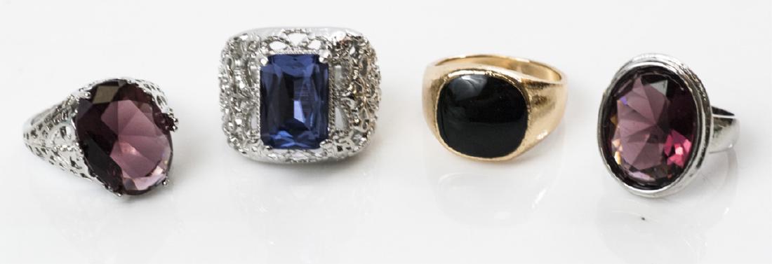 Group Amethyst Glass Cocktail Rings & Signet Ring (1 of 15)