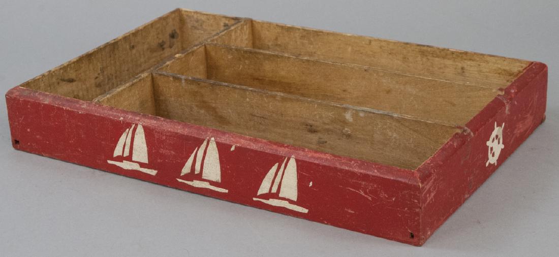 Vintage Hand Painted Stencil Nautical Cutlery Box (1 of 4)