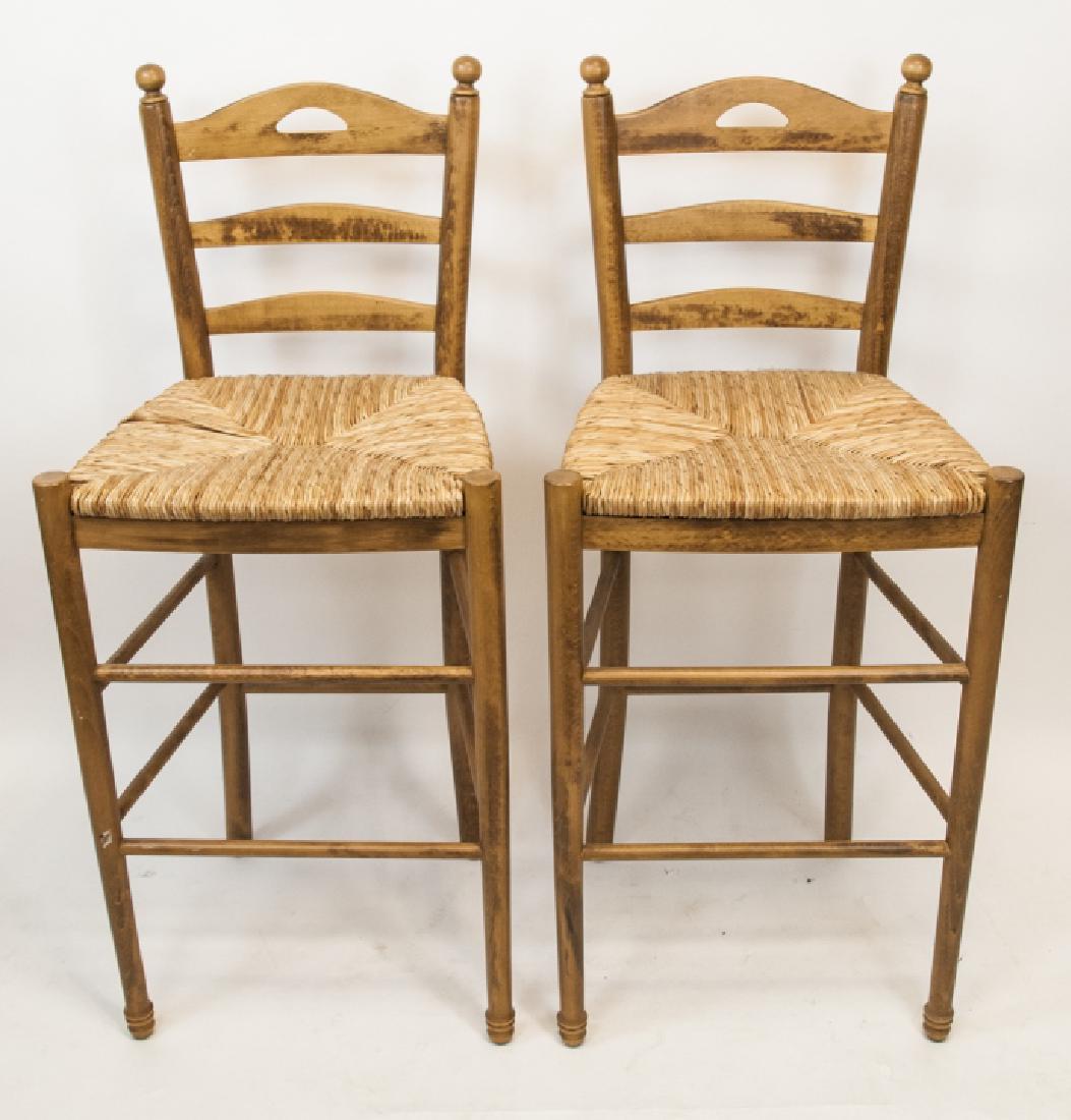 Two Wicker & Wood Bar Stools (1 of 4)