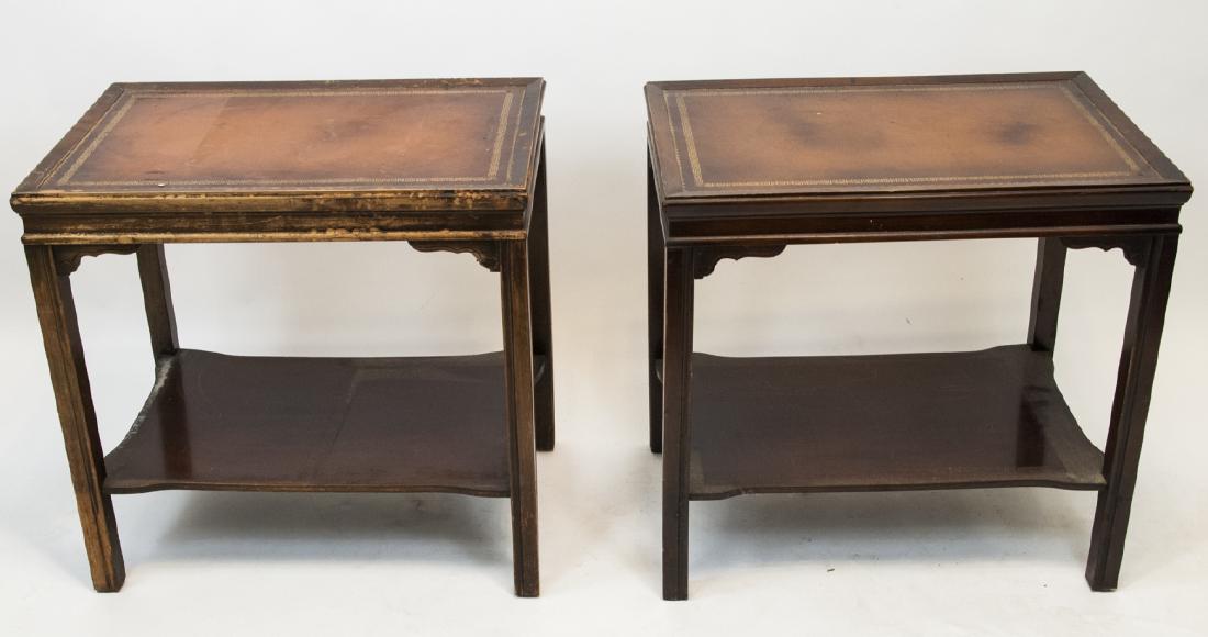 Two Vintage Leather Top End Tables (1 of 8)