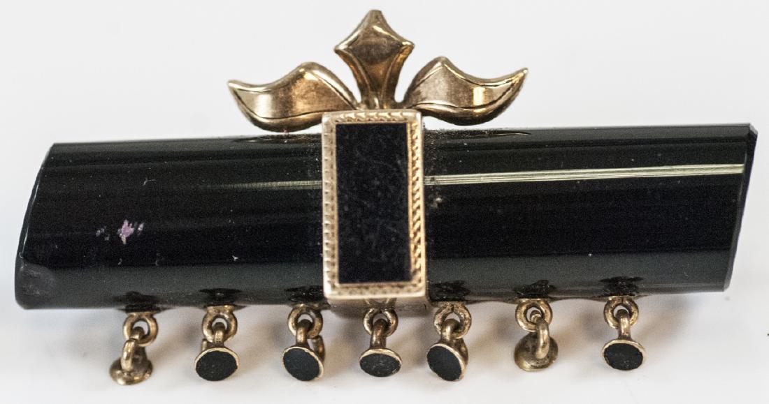 Antique 19th C Gold & Onyx Mourning Brooch Pin (1 of 6)