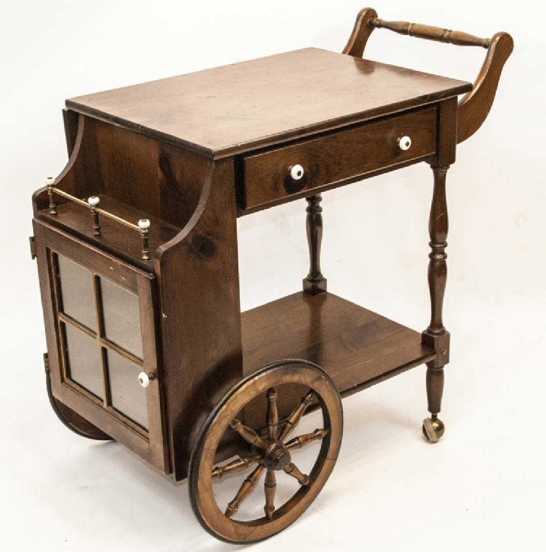 Antique Wooden Tea Cart W Drop Top Leafs
