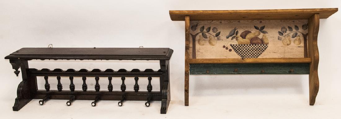 Two Vintage American Wall Shelves / Coat Racks (1 of 4)