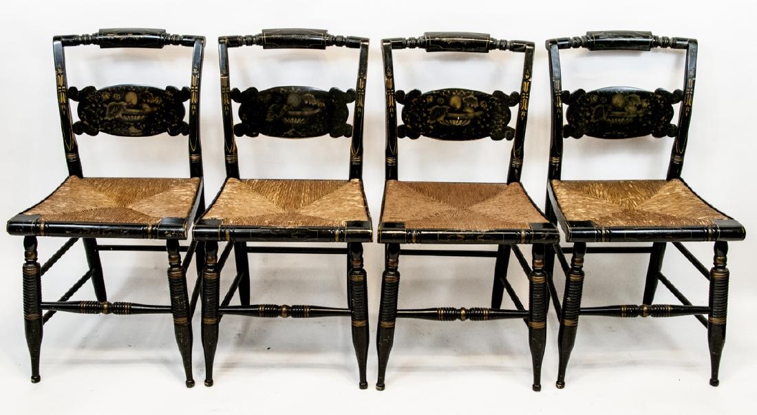 4 Antique Hitchcock Chairs W/ Rush Seats (1 of 12)