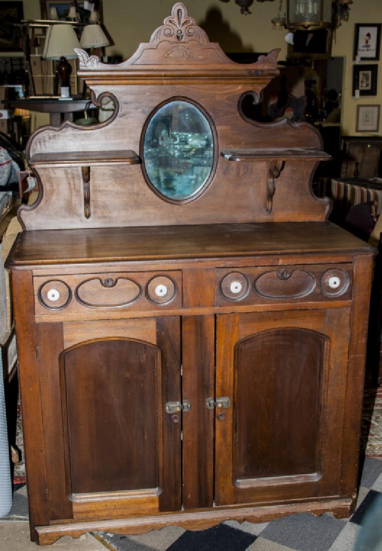 Antique Sideboard Console Table W/ Mirror (1 of 5)