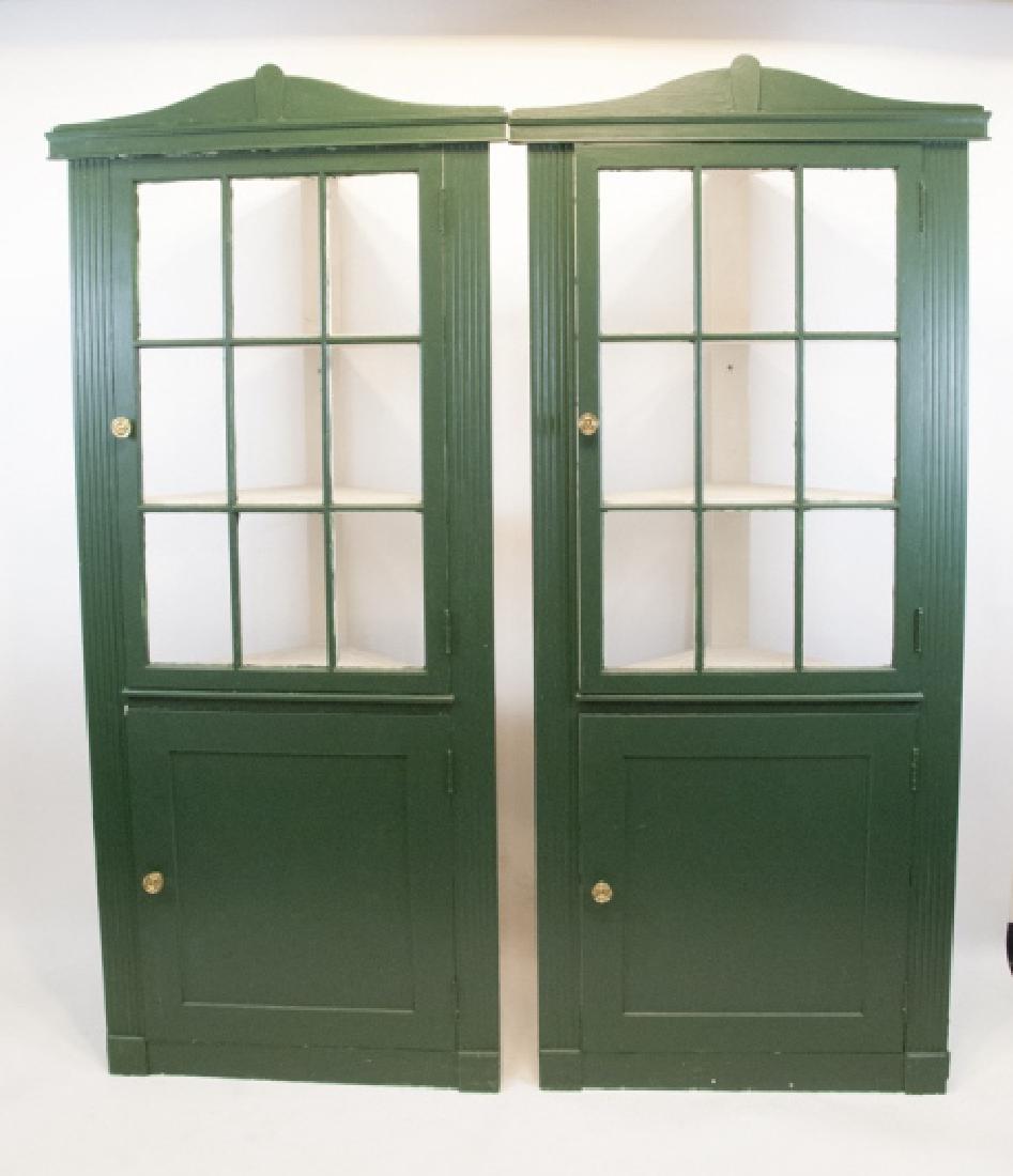 Two Green Corner Cupboards W/ Open Back (1 of 9)