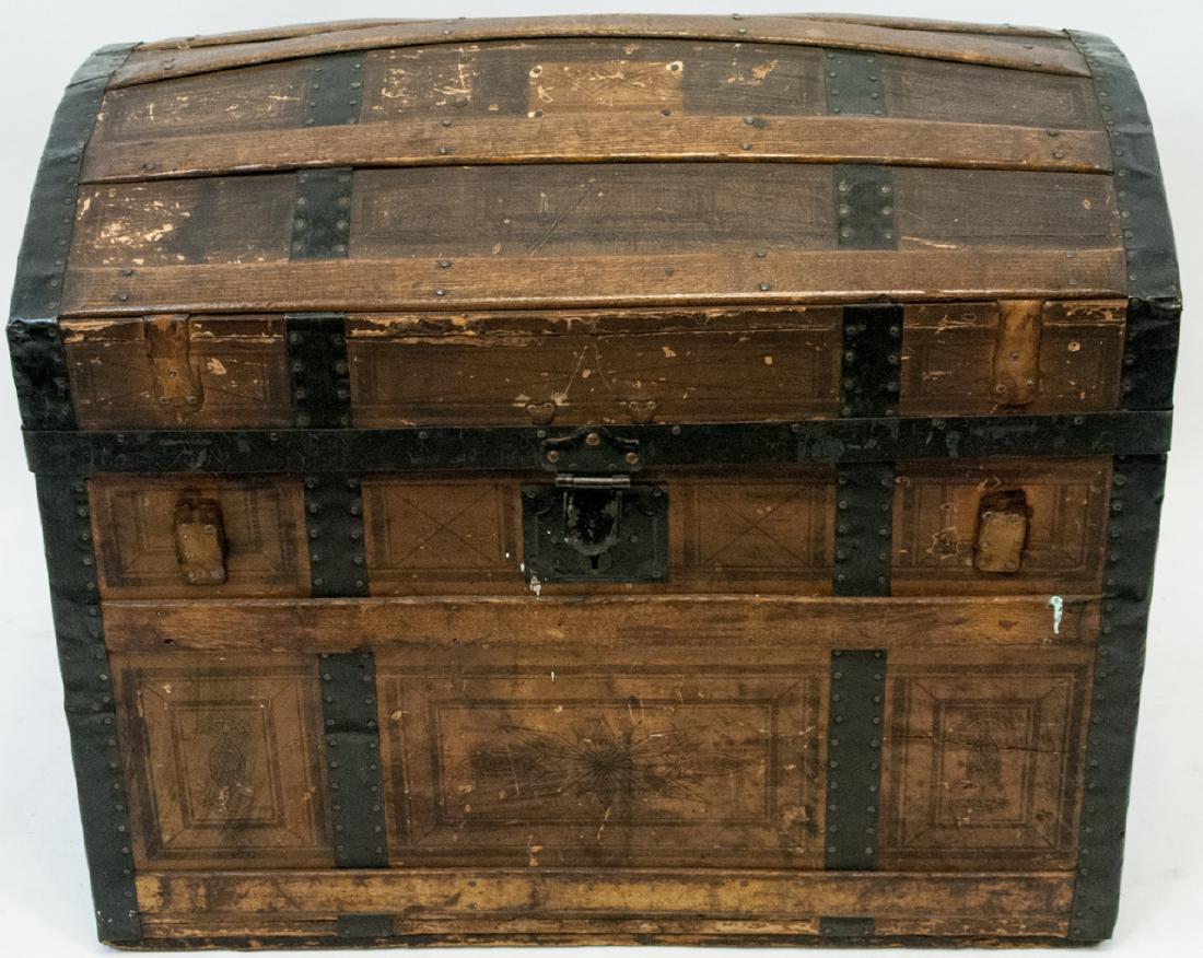 Antique 19th Century Wooden Trunk / Chest (1 of 8)