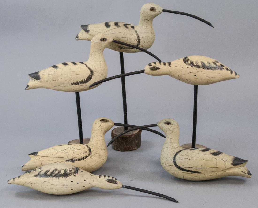 6 Matching Vintage Sandpiper Hand Carved Decoys (1 of 6)