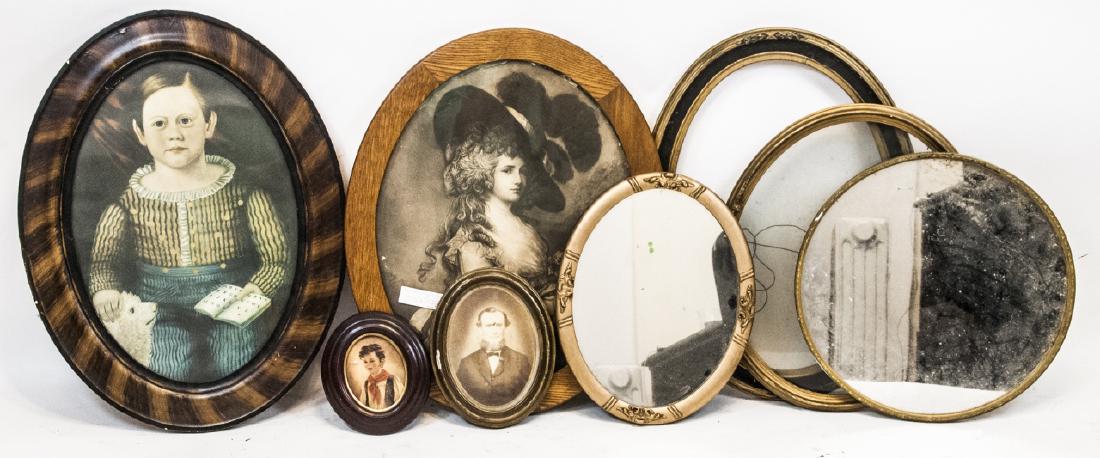 8 Antique Oval Wood Frames & Mirrors (1 of 5)