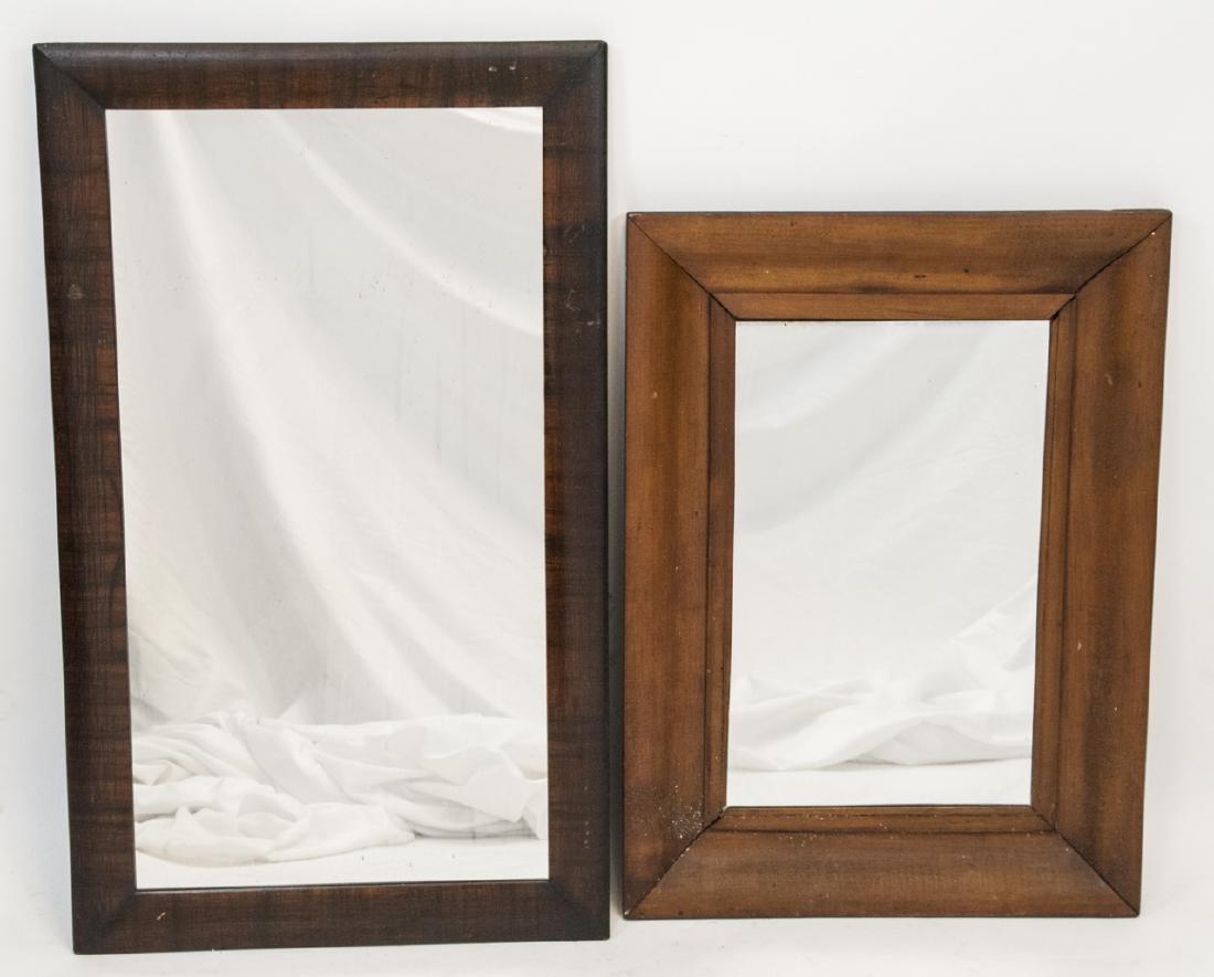 Two 19th C Antique Mirrors - Ogee & Veneer: 2 Antique Mirrors. 30 inches x 17.5 inches