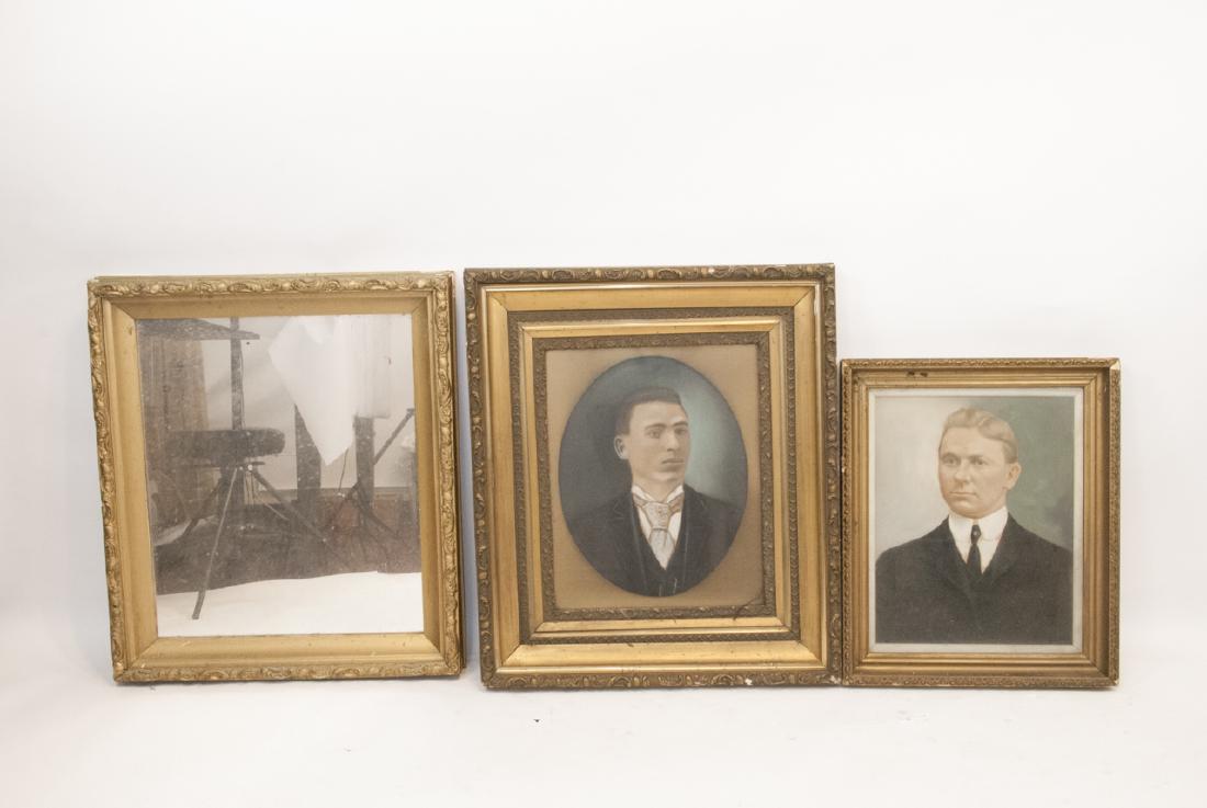 3 Antique Large Gold Tone Frames w Portraits (1 of 7)