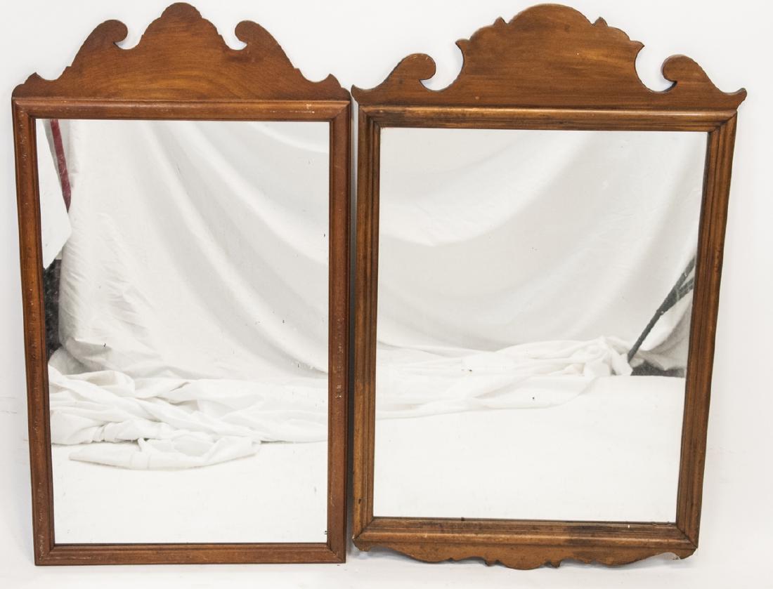 2 Queen Anne Style Mirrors: 2 Queen Anne Style Antique Mirrors. 36 inches x 26 inches