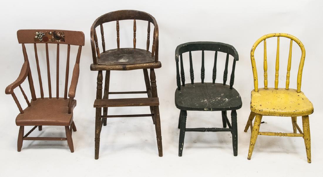 4 Child Size / Doll Display Antique Chairs (1 of 5)