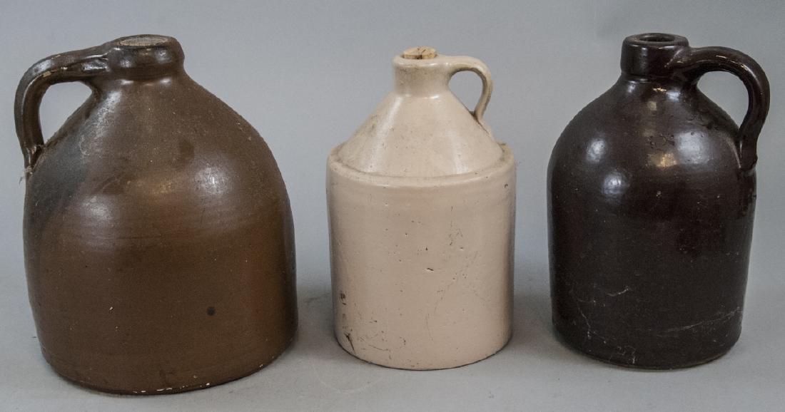 Assorted Lot Of 3 Stoneware Jugs W/ Handles (1 of 4)