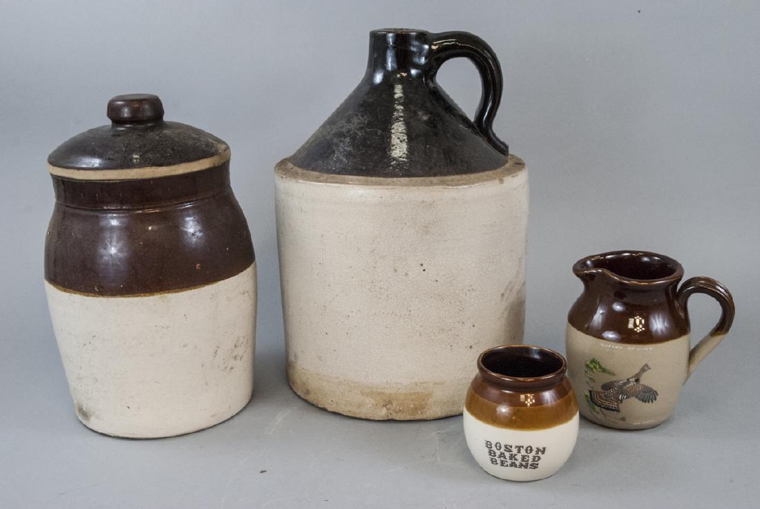 4 Vintage Two Toned Stoneware Pottery Items (1 of 4)