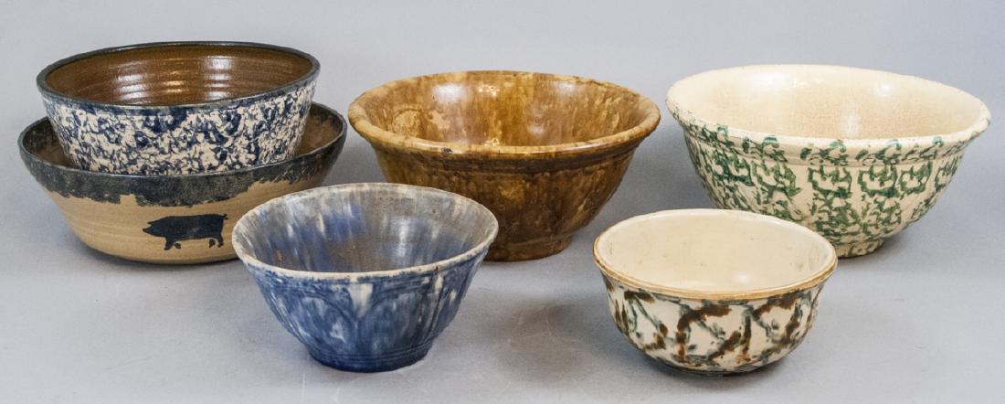 6 Vintage Spongeware Bowls (1 of 6)