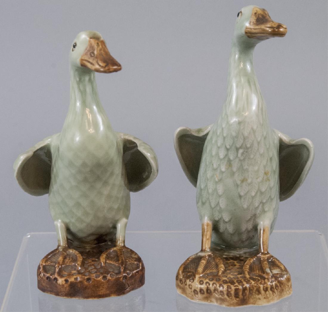 Pair Chinese Porcelain Statues of Ducks (1 of 6)