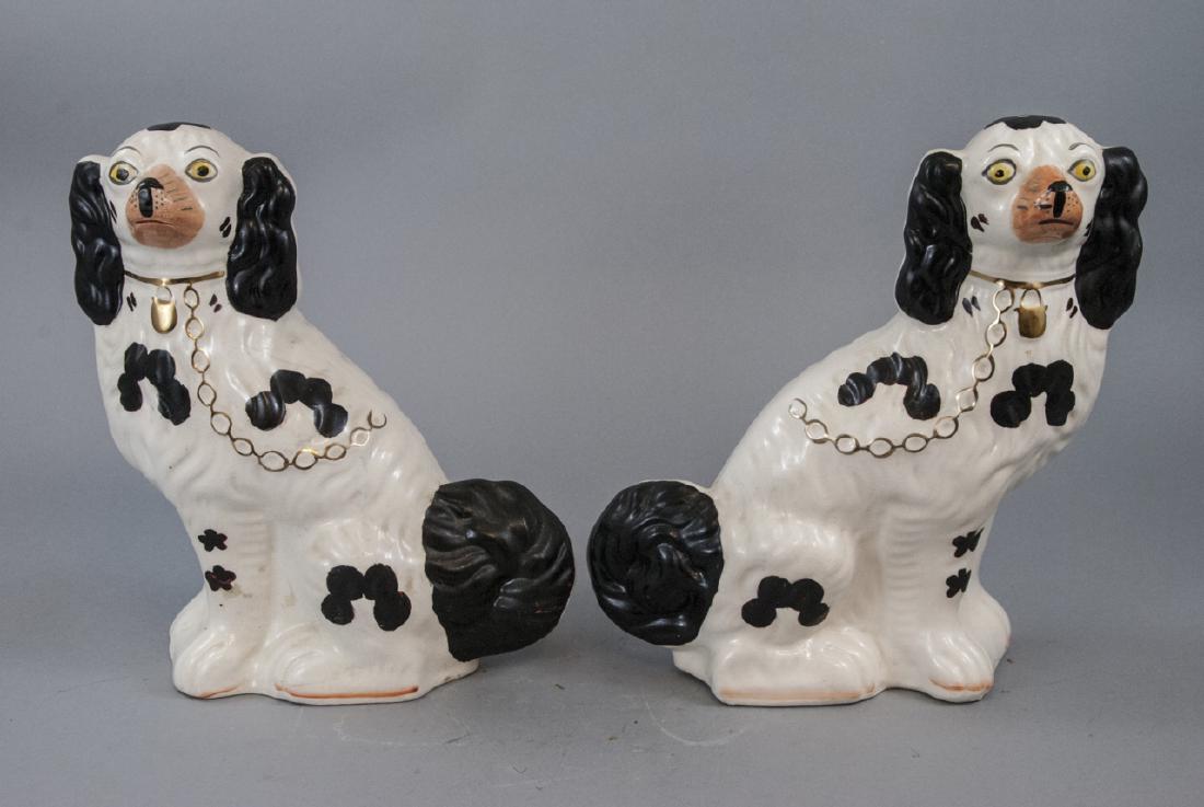Large Pair English Staffordshire Spaniel Statues (1 of 6)