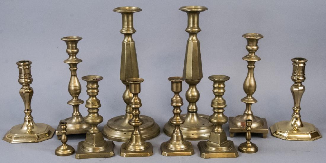 Six Pairs Of Brass Candlestick Holders (1 of 6)