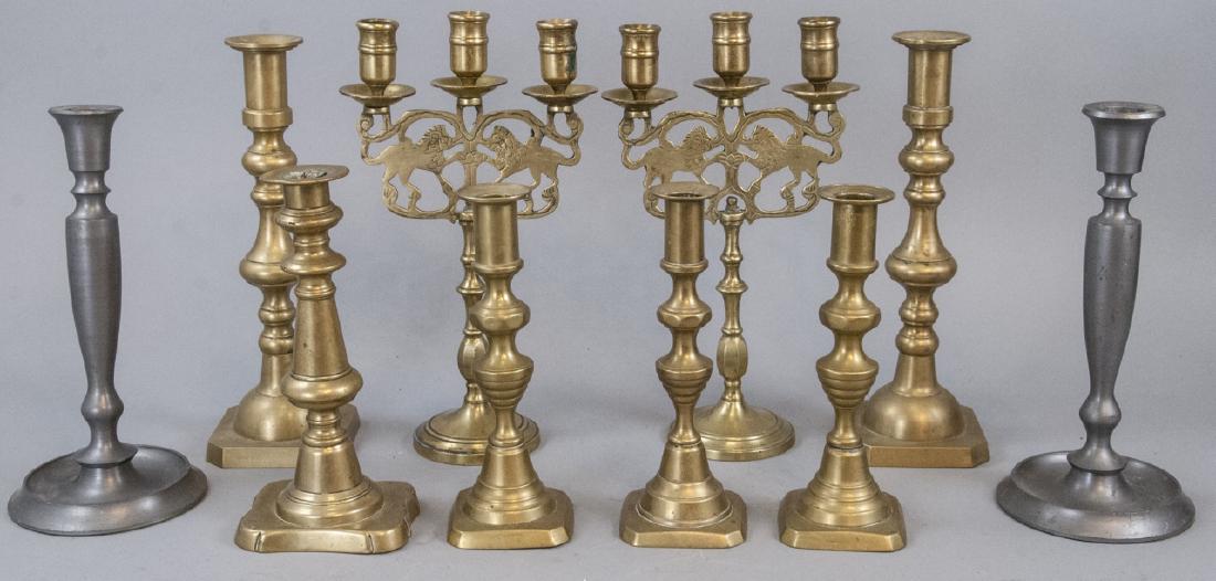 5 Pairs Of Brass/Pewter Candlestick Holders (1 of 8)