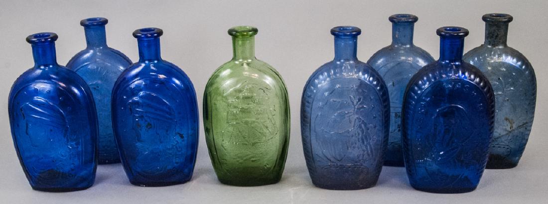8 Vintage Wheaton Glass Bottles Blue and Green (1 of 4)