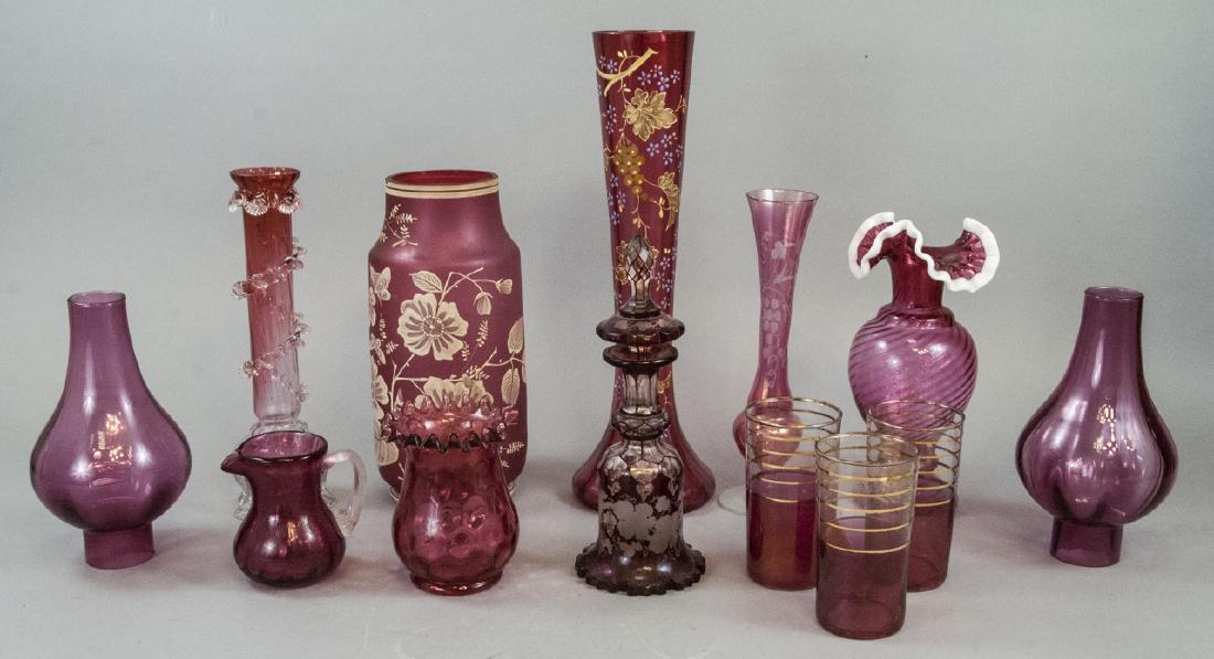 Assorted Lot Of Ruby Colored Glass Home Items (1 of 6)