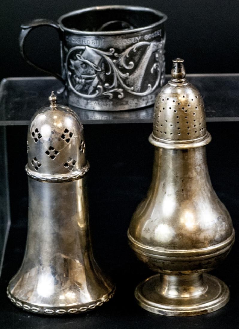 Two Silver Plate Sugar Shakers w 1 Baby Cup (1 of 7)