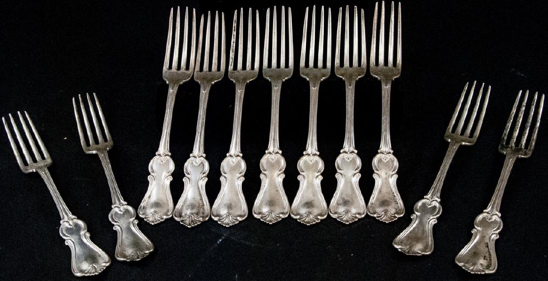 Set of Antique JE Spear American Coin Silver Forks (1 of 9)