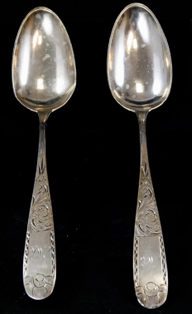 Pair Canfield Bro & Co Large 19th C Silver Spoons (1 of 5)