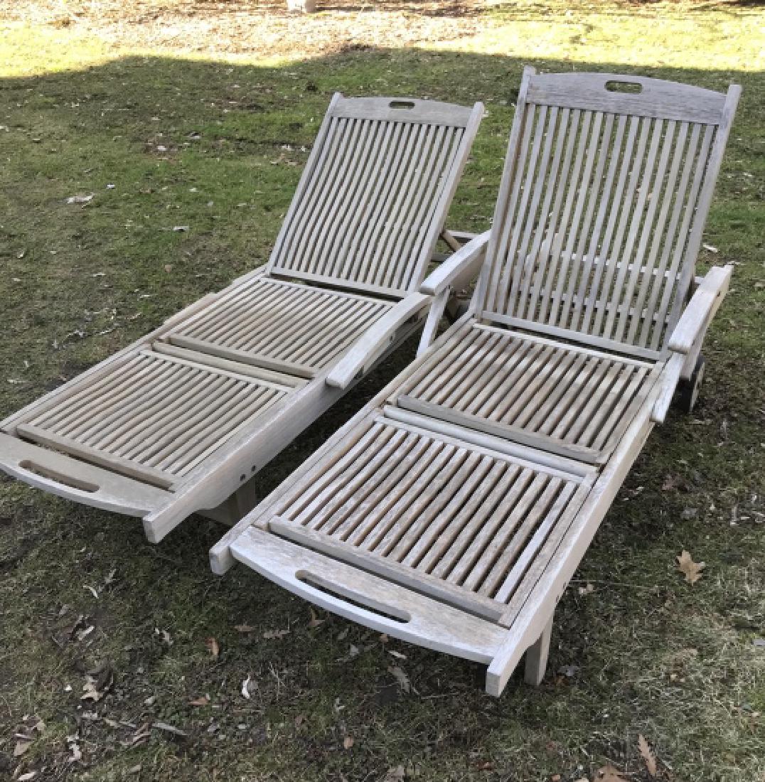 Pair Outdoor Classics Teak Wood Lounge Chairs (1 of 5)