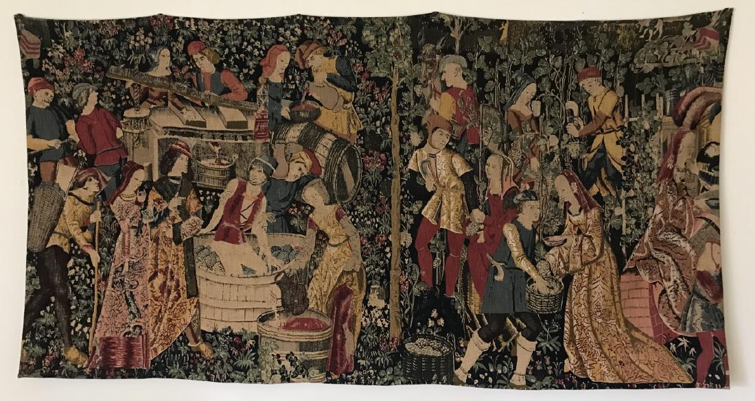 Medieval French Style Woven Painted Wall Tapestry (1 of 4)