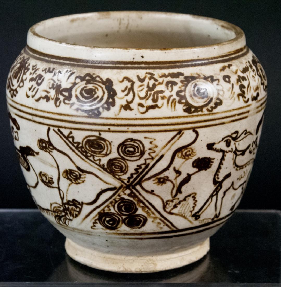Chinese Hand Painted Pot w Animal Motif (1 of 6)