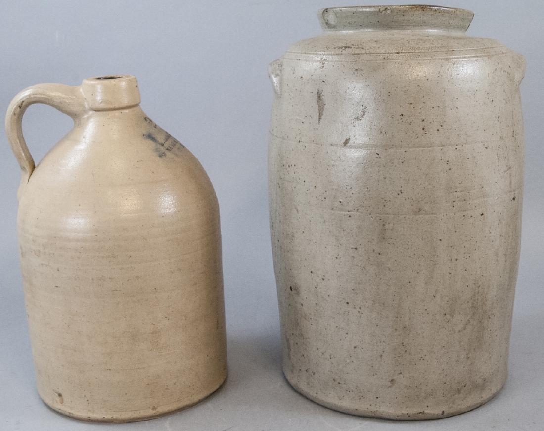 Antique  American Large Stoneware Jug & Crock (1 of 4)