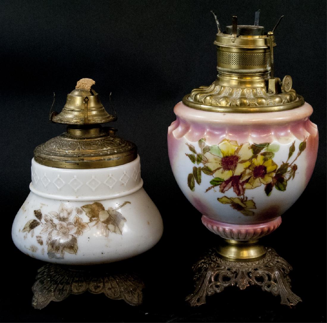 Two Small Antique Hurricane Kerosene Lamps (1 of 7)