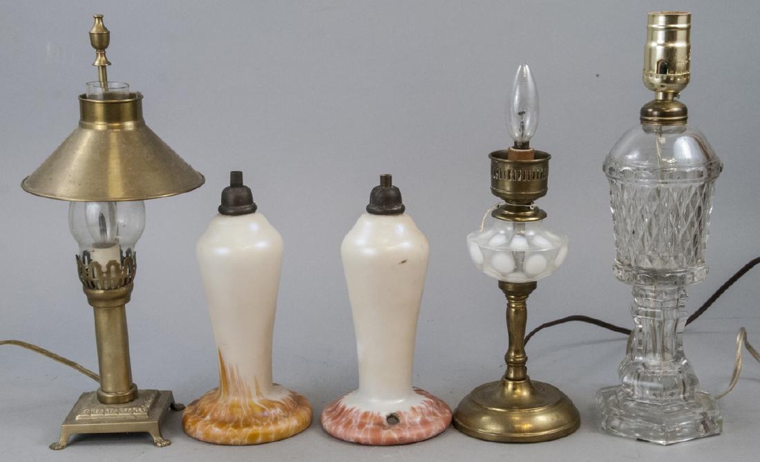 Lot Of Antique Clear Opalescent Glass Lamps (1 of 9)