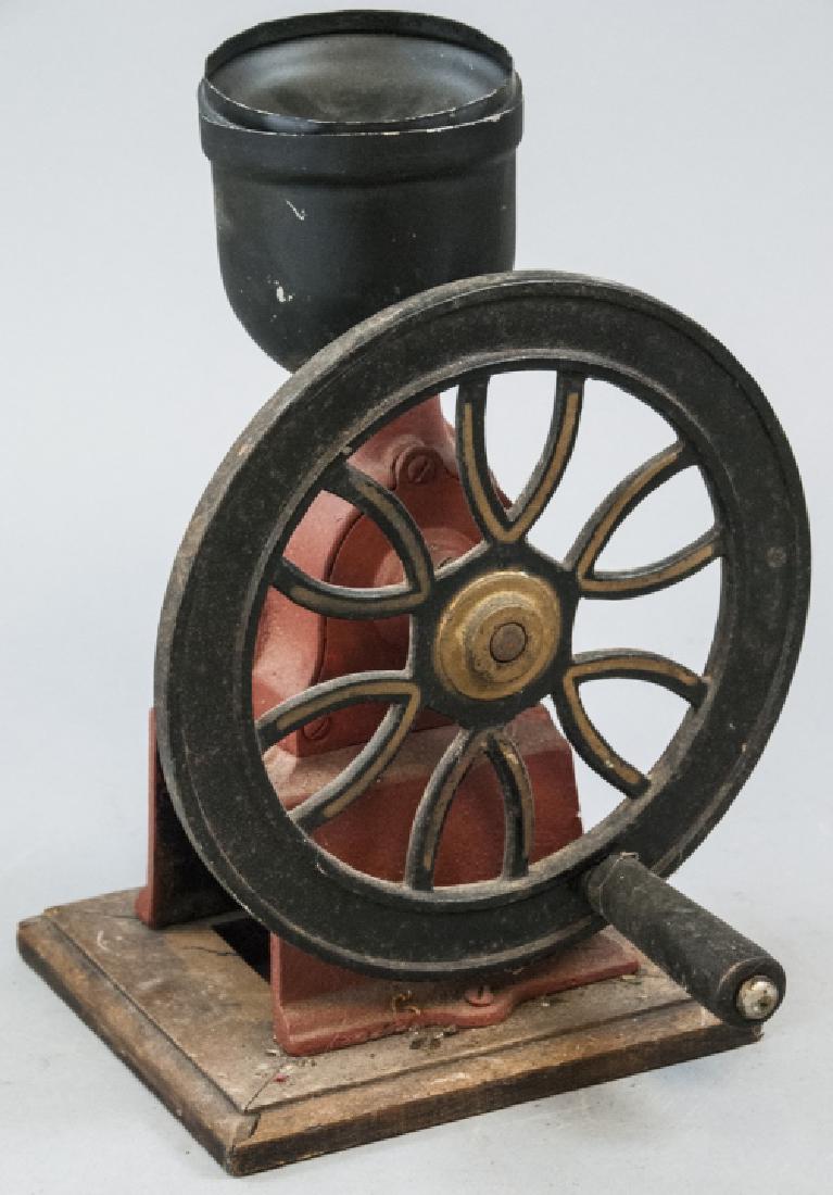 Antique Elma Red Painted Cast Iron Coffee Grinder (1 of 4)