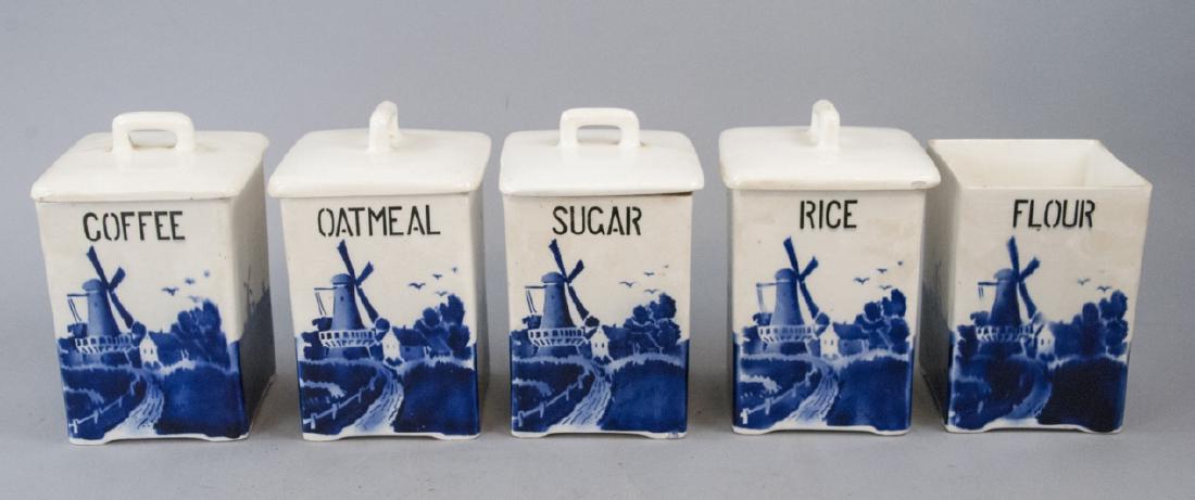 Czechoslovakia Flow Blue Canister Set Windmills (1 of 6)