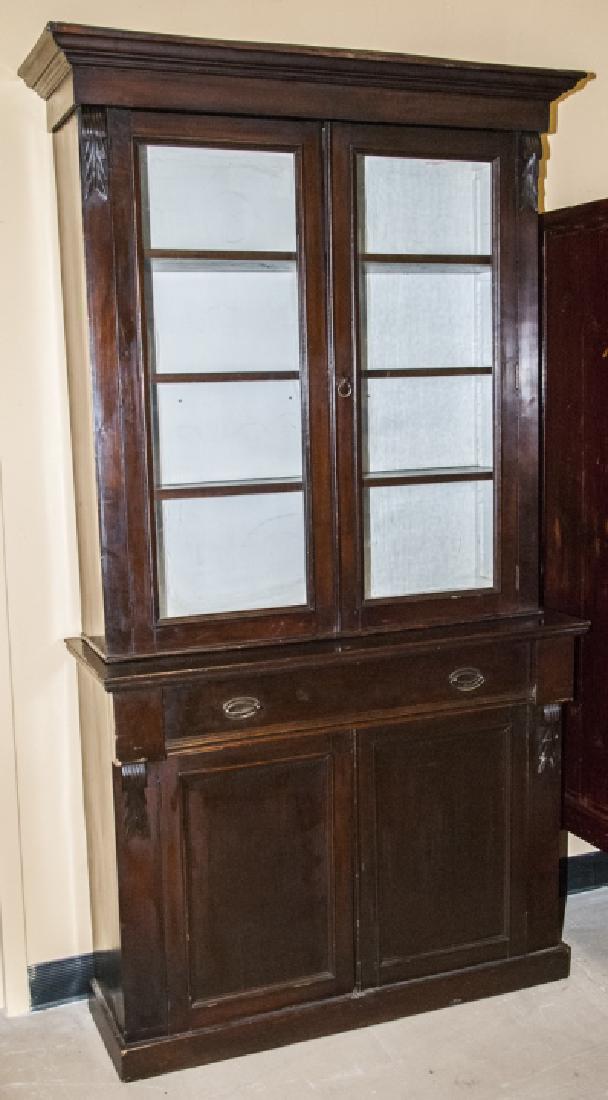 Antique Glass Front Curio Cabinet Bookcase (1 of 6)