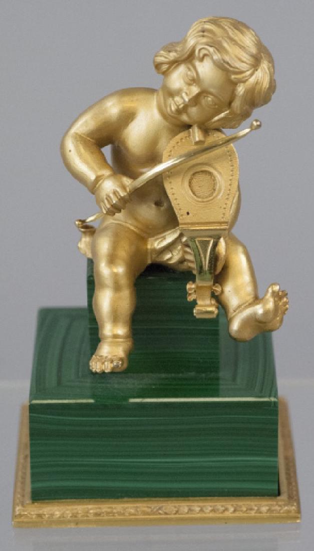 Italian Vermeil Sterling & Malachite Cherub Statue (1 of 6)