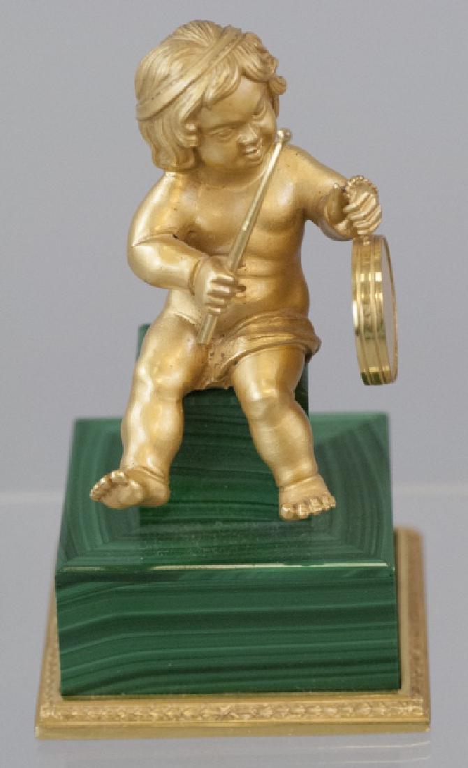 Italian Vermeil Sterling & Malachite Cherub Statue (1 of 5)